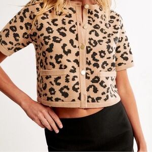 NWT Abercrombie & Fitch Leopard Cardigan Sweater